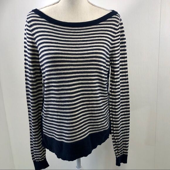 Rosne Netra Navy Ivory Stripped Sweater Size S - Picture 2 of 7